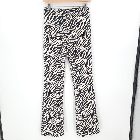 Motel Rocks Zoven Trouser 90s Zebra Print Flare High Waist Pants NWT - Picture 3 of 16